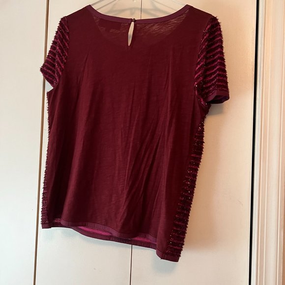 Loft Raspberry & Pink w/Silver Threads - Short Sleeve Top - Medium - Picture 3 of 6